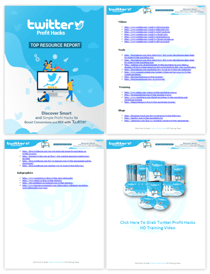 Twitter Profit Hacks PLR Sales Funnel Top Resource Report Screenshot