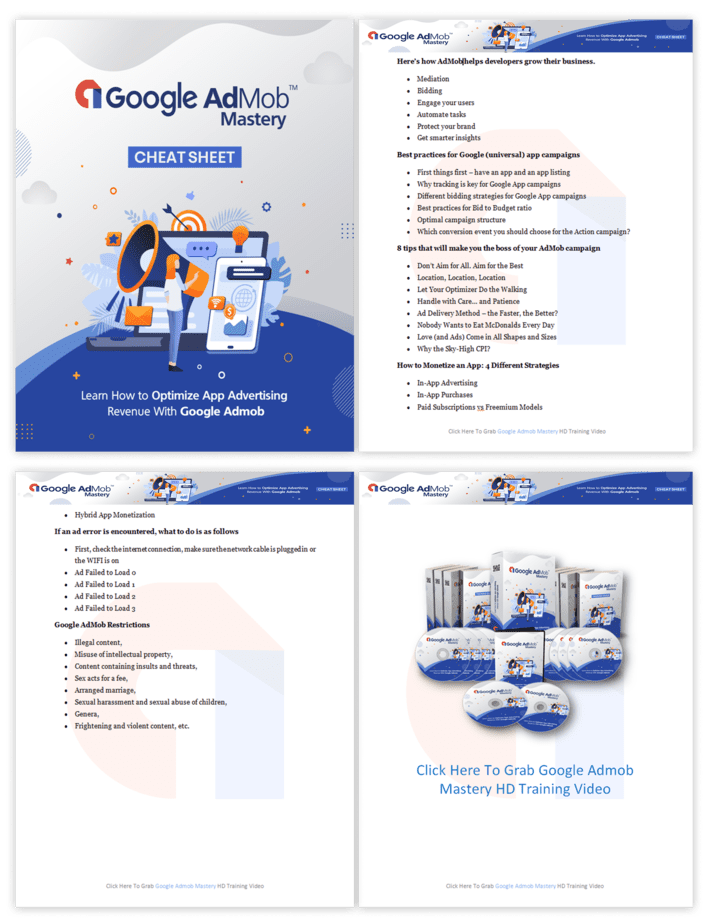 Google AdMob Mastery PLR Sales Funnel Cheatsheet Screenshot