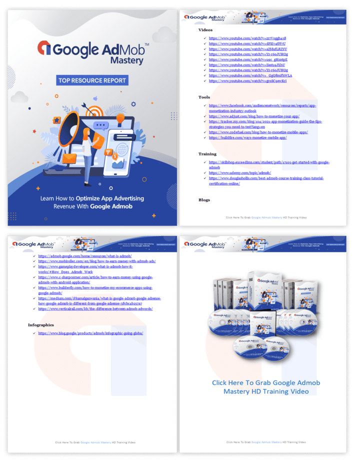 Google AdMob Mastery PLR Sales Funnel Top Resource Report Screenshot