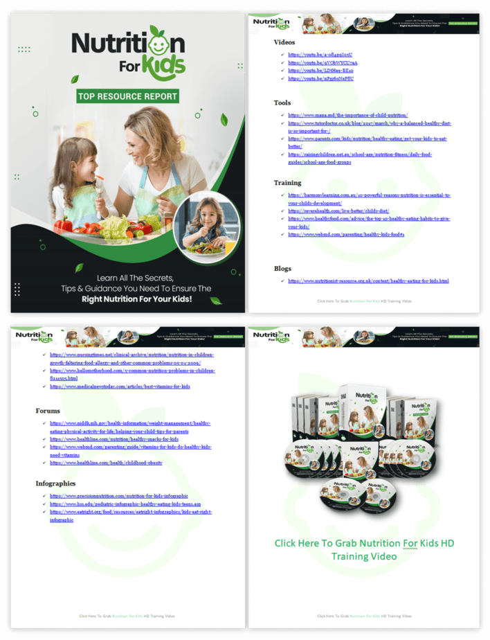 Nutrition for Kids PLR Sales Funnel Top Resource Report Screenshot