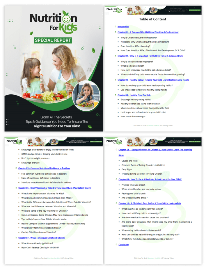 Nutrition for Kids PLR Sales Funnel Upsell Report Screenshot