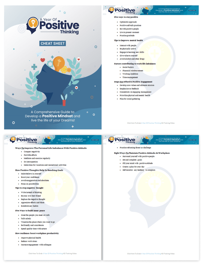 Positive Thinking PLR Sales Funnel Cheatsheet Screenshot