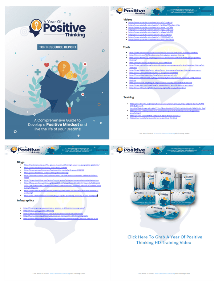 Positive Thinking PLR Sales Funnel Top Resource Report Screenshot