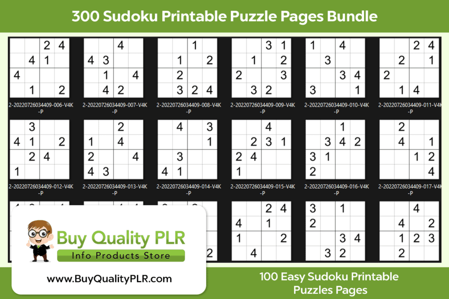 300 Sudoku Printable Puzzle Pages Bundle Easy