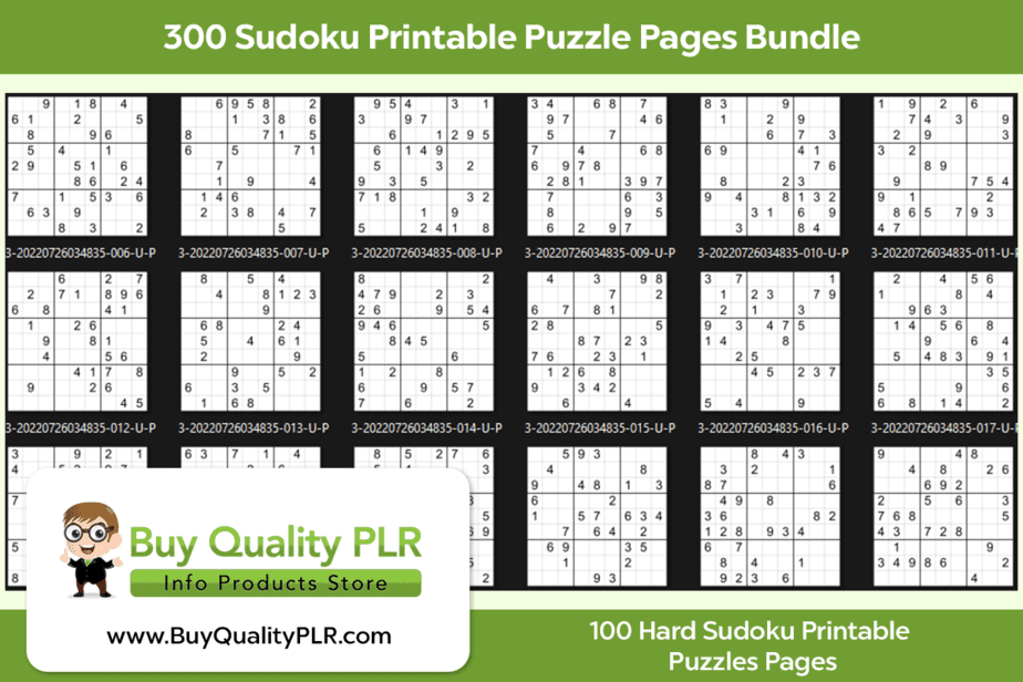 300 Sudoku Printable Puzzle Pages Bundle Hard