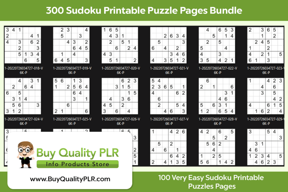 300 Sudoku Printable Puzzle Pages Bundle Very Easy