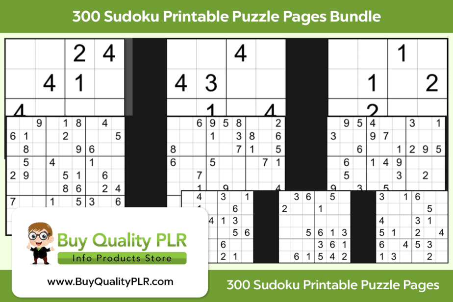 300 Sudoku Printable Puzzle Pages Bundle