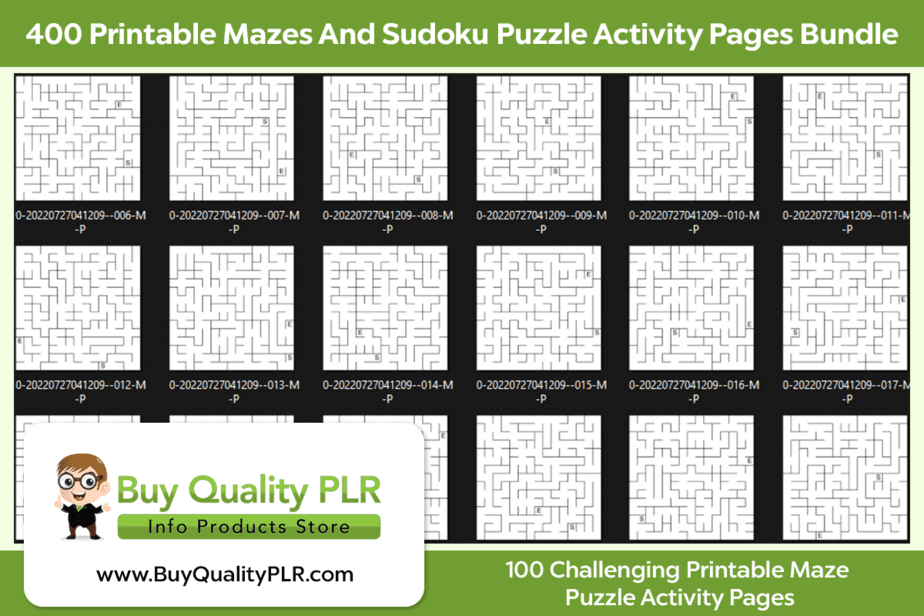 400 Printable Mazes And Sudoku Puzzle Activity Pages Bundle 100 Challenging Maze Printables