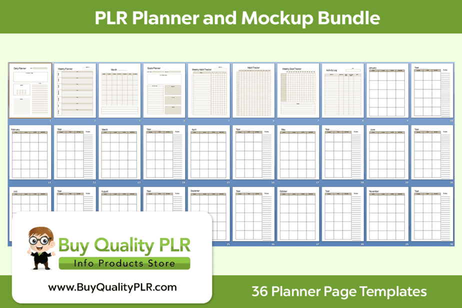 PLR Planner and Mockup Bundle 36 Templates