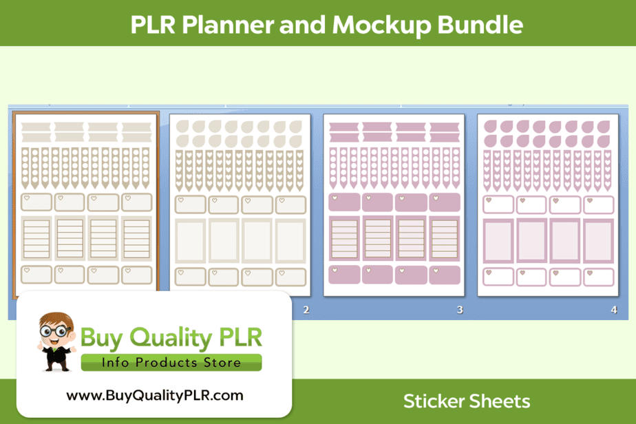 PLR Planner and Mockup Bundle 4 Sticker Sheets