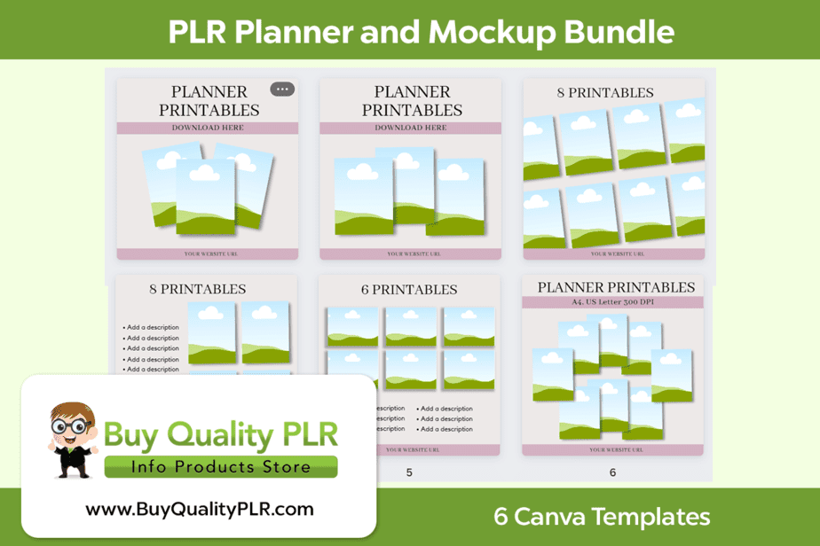 PLR Planner and Mockup Bundle 6 Canva Templates