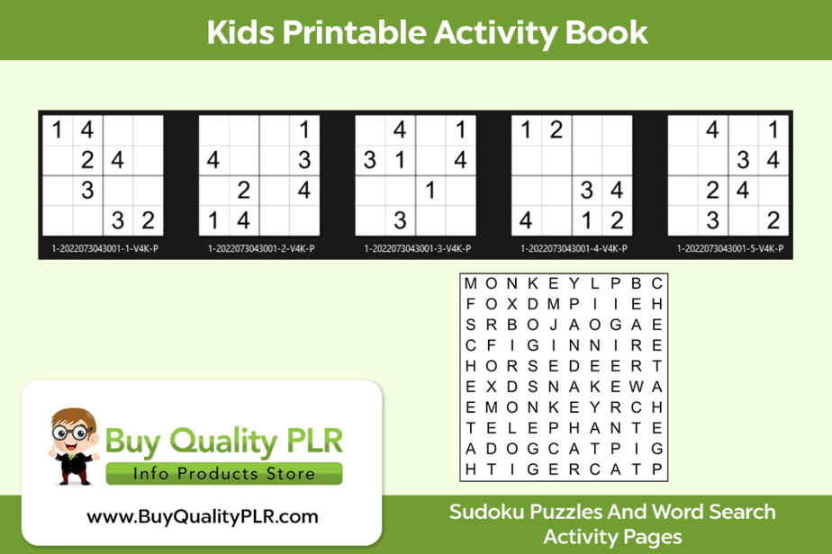 Sudoku Puzzles And Word Search Activity Pages