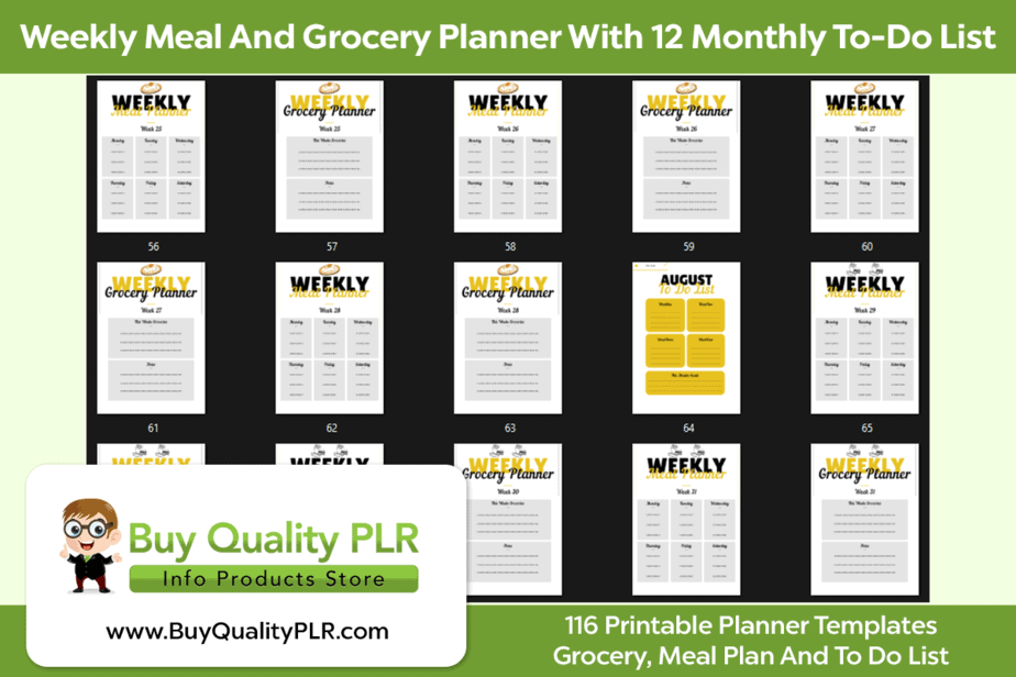 Weekly Meal And Grocery Planner With 12 Monthly To Do List Graphic
