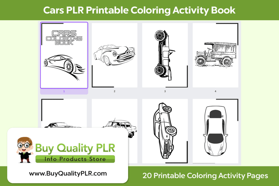 Cars PLR Printable Coloring Activity Book