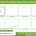 Monthly PLR Printable Planner Wall Calendar 2023 2