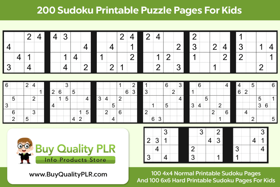 Easy Sudoku for Kids 4x4 Bundle of 1200 Printable (Instant Download) 