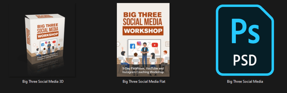 Big Three Social Media 5-Day PLR Video Workshop Graphics
