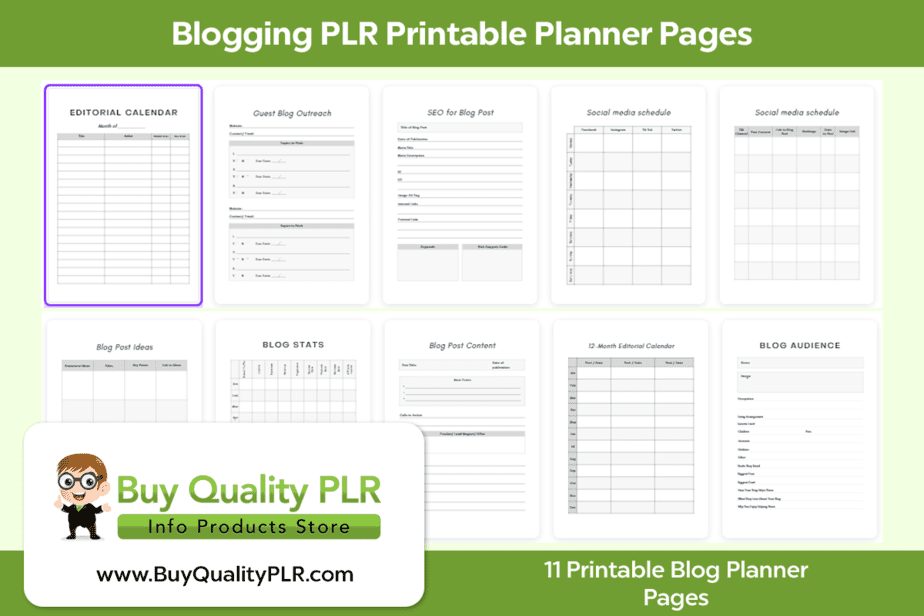 Blogging PLR Printable Planner Pages