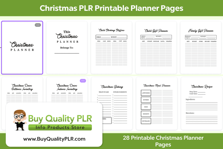 Christmas PLR Printable Planner Pages | PLR Printable Planner