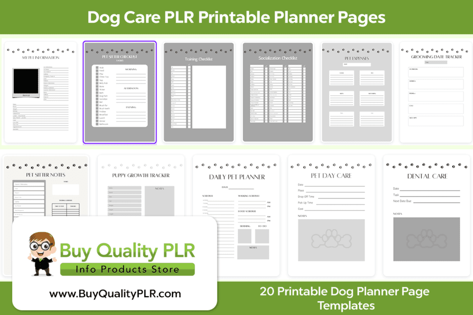 Dog Care PLR Printable Planner Pages