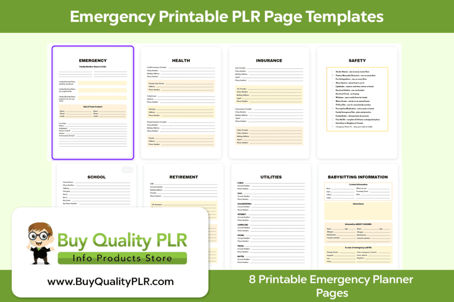 Emergency Printable PLR Page Templates