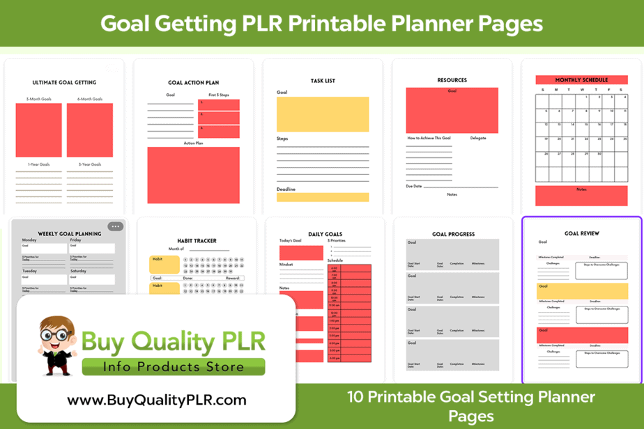 Goal Getting PLR Printable Planner Pages