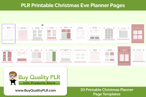 PLR Printable Christmas Eve Planner Pages | Christmas PLR Plan