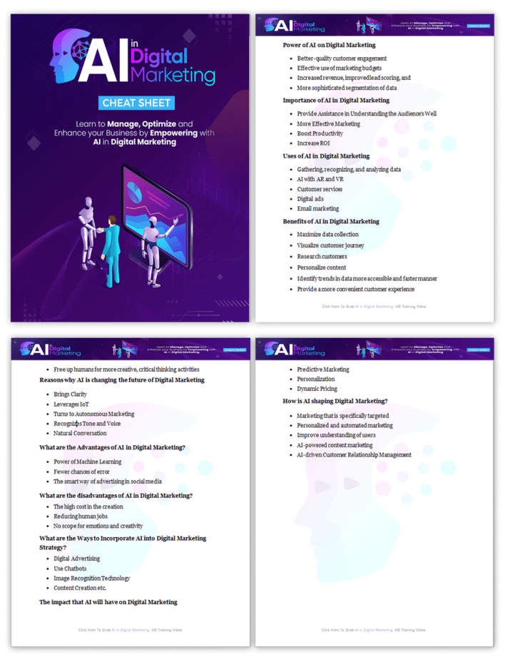 Artificial Intelligence in Digital Marketing PLR Sales Funnel Cheatsheet Screenshot