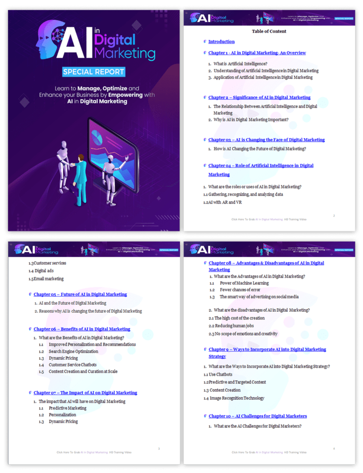 Artificial Intelligence in Digital Marketing PLR Sales Funnel Report Screenshot