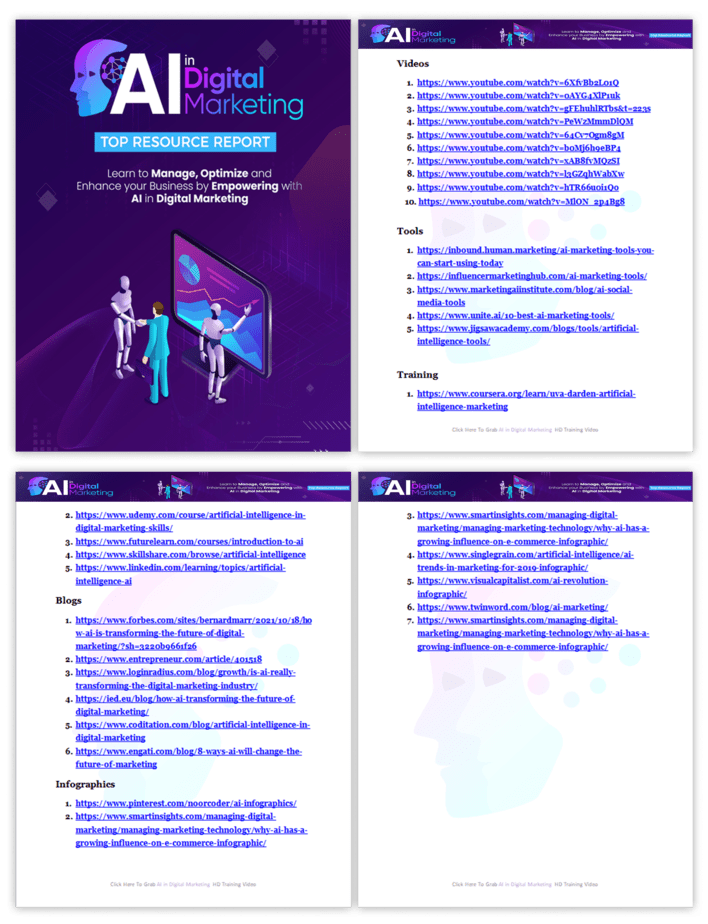 Artificial Intelligence in Digital Marketing PLR Sales Funnel Top Resource Report Screenshot