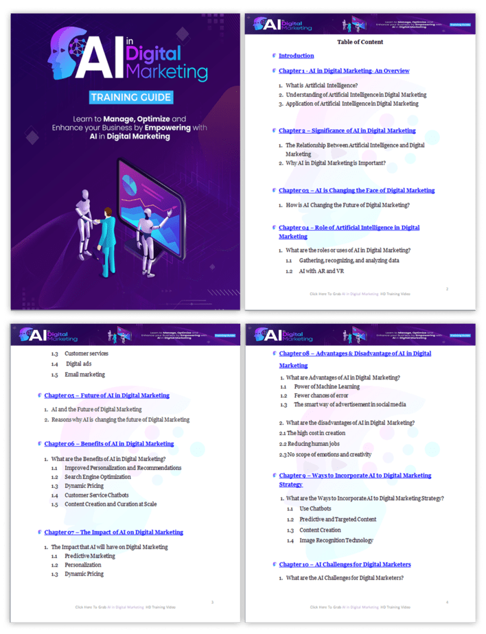 Artificial Intelligence in Digital Marketing PLR Sales Funnel Training Guide Training Guide Screenshot
