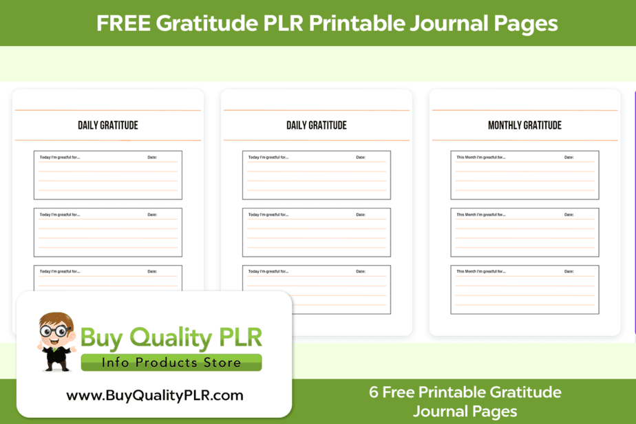 FREE Gratitude PLR Printable Journal Pages