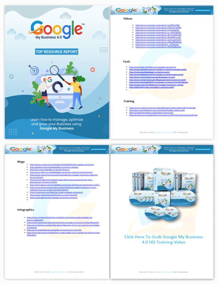 Google My Business 4.0 PLR Sales Funnel Top Resource Report Screenshot