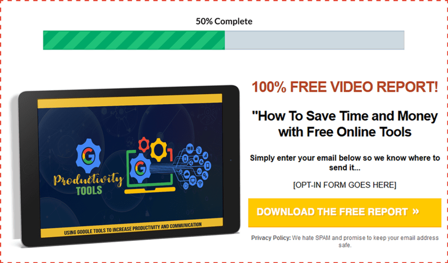 Google Productivity Tools Lead Magnet Page