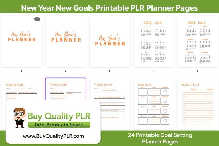 New Year New Goals Printable PLR Planner Pages | PLR Planner