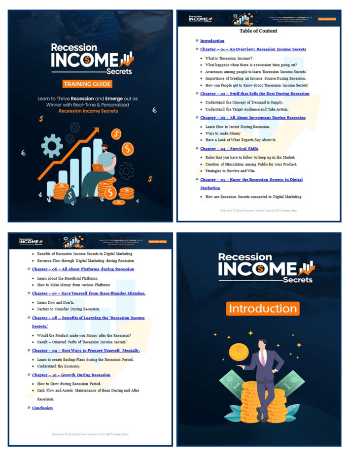 Recession Income Secrets PLR Sales Funnel Training Guide Screenshot