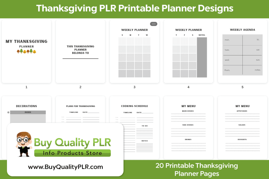 Thanksgiving PLR Printable Planner Designs