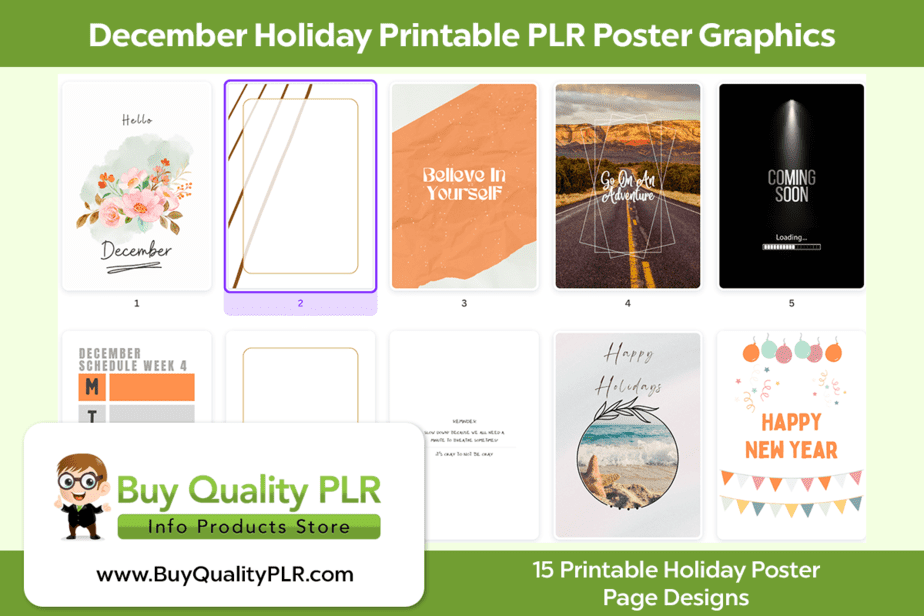 December Holiday Printable PLR Poster Graphics