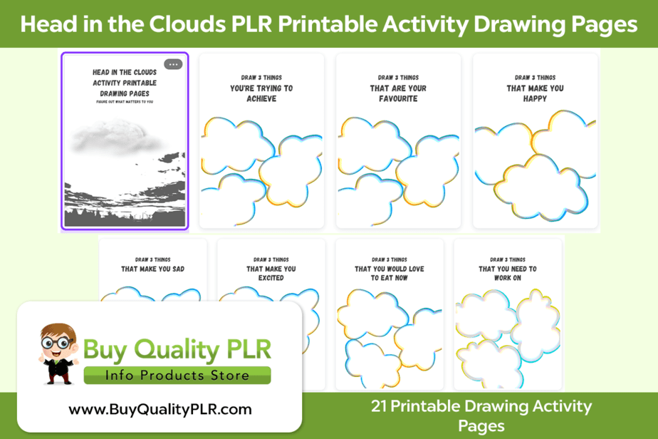 Head in the Clouds PLR Printable Activity Drawing Pages