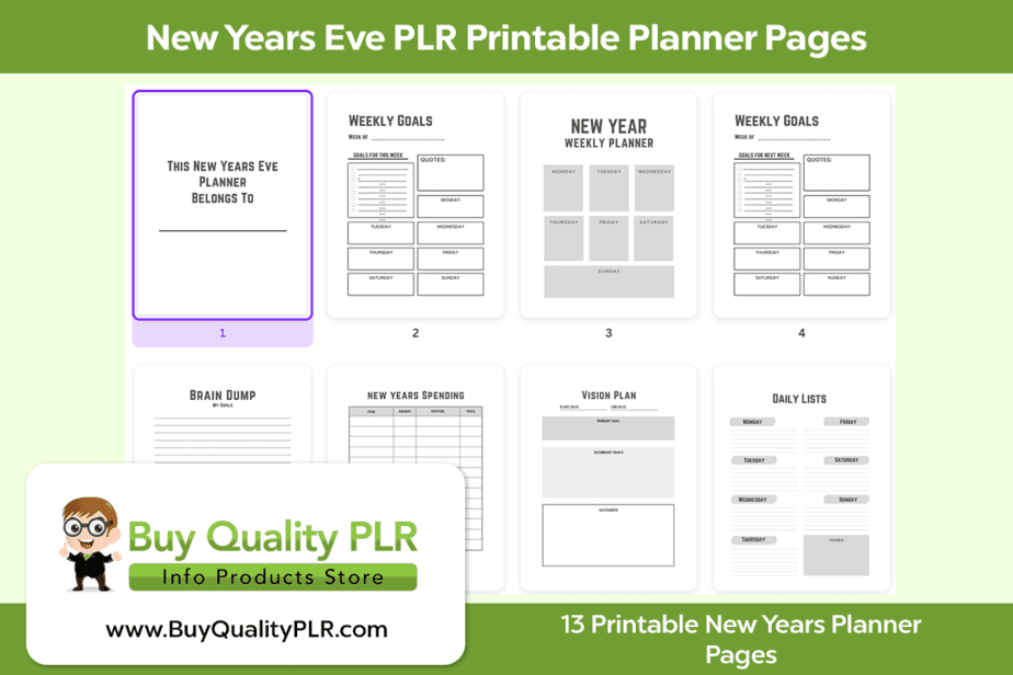 New Years Eve PLR Printable Planner Pages