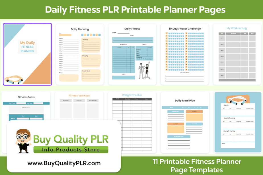 Daily Fitness PLR Printable Planner Pages