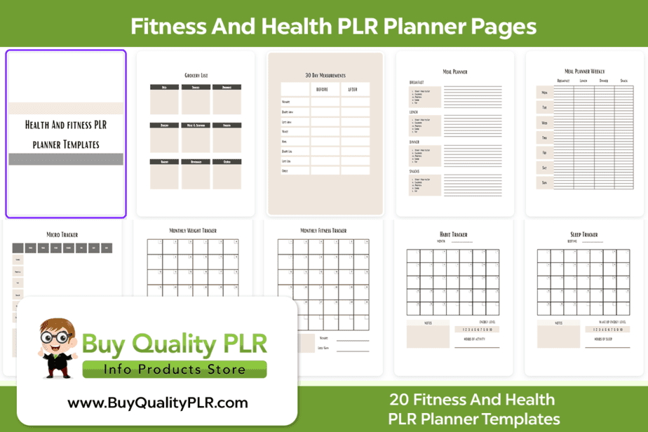 Fitness And Health PLR Planner Templates