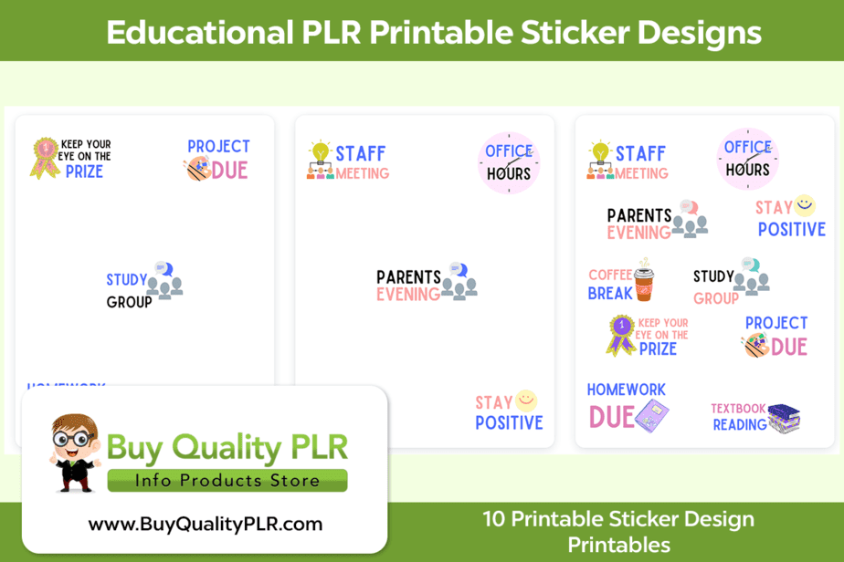 Educational PLR Printable Sticker Designs