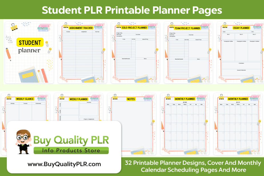 Student PLR Printable Planner Pages