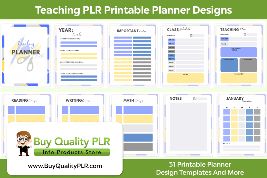 Teaching PLR Printable Planner Designs