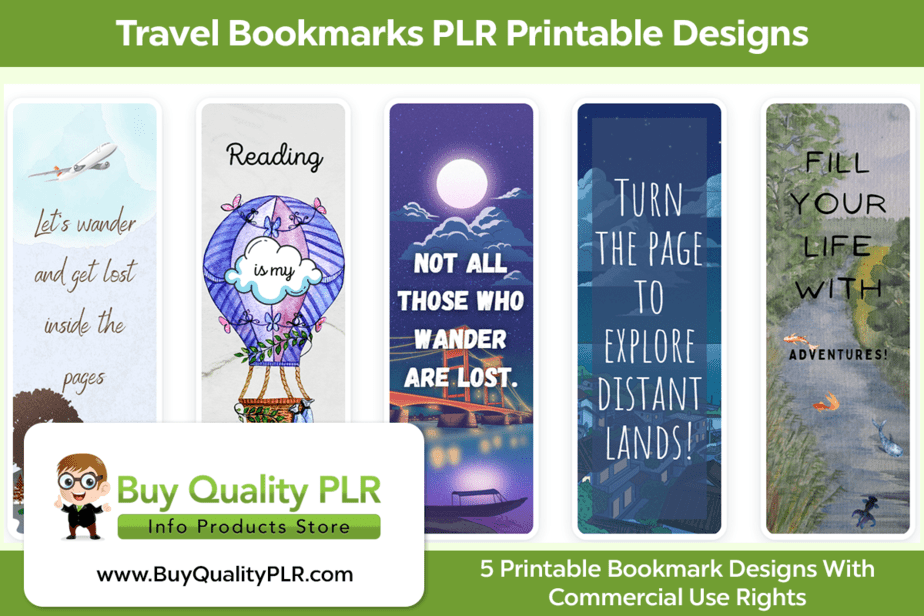 Travel Bookmarks PLR Printable Designs