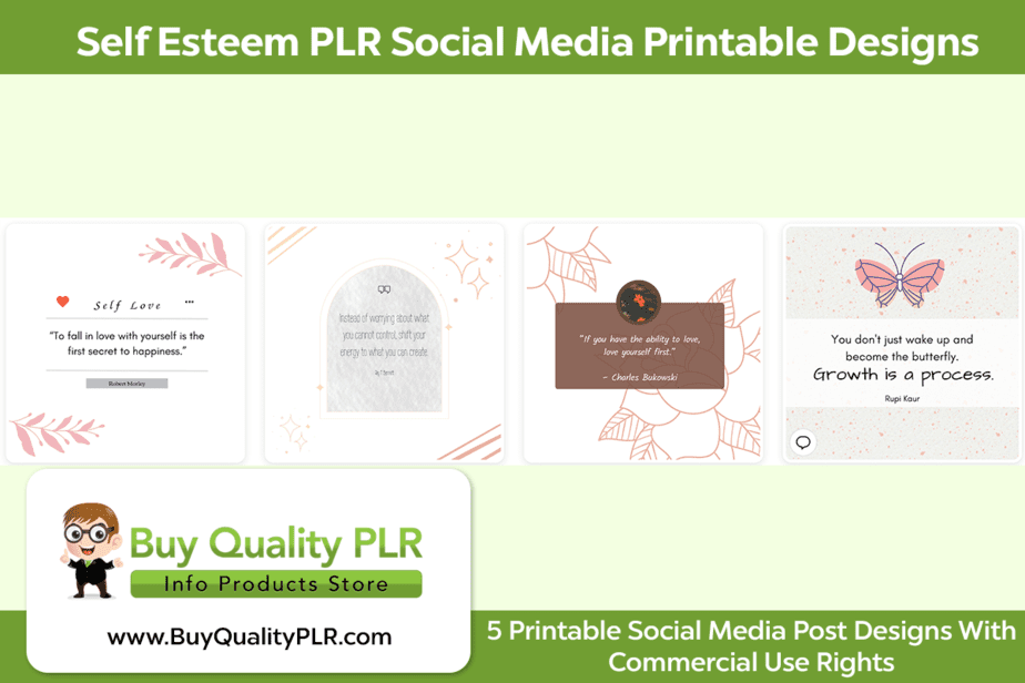 Self Esteem PLR Social Media Printable Designs