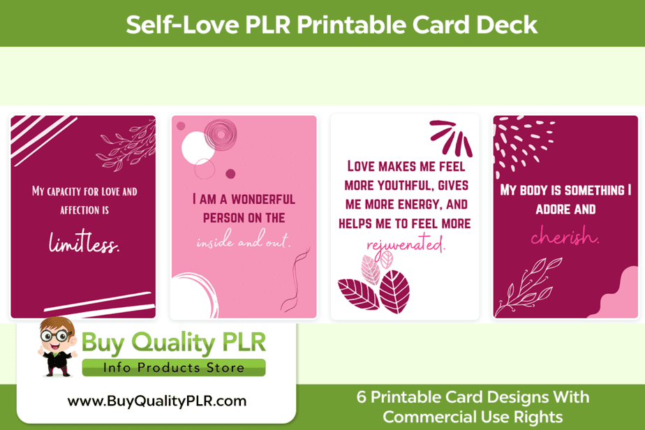 Self Love PLR Printable Card Deck