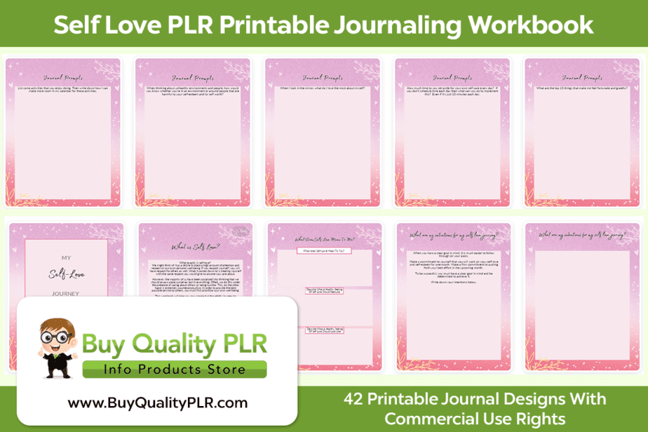 Self Love PLR Printable Journaling Workbook