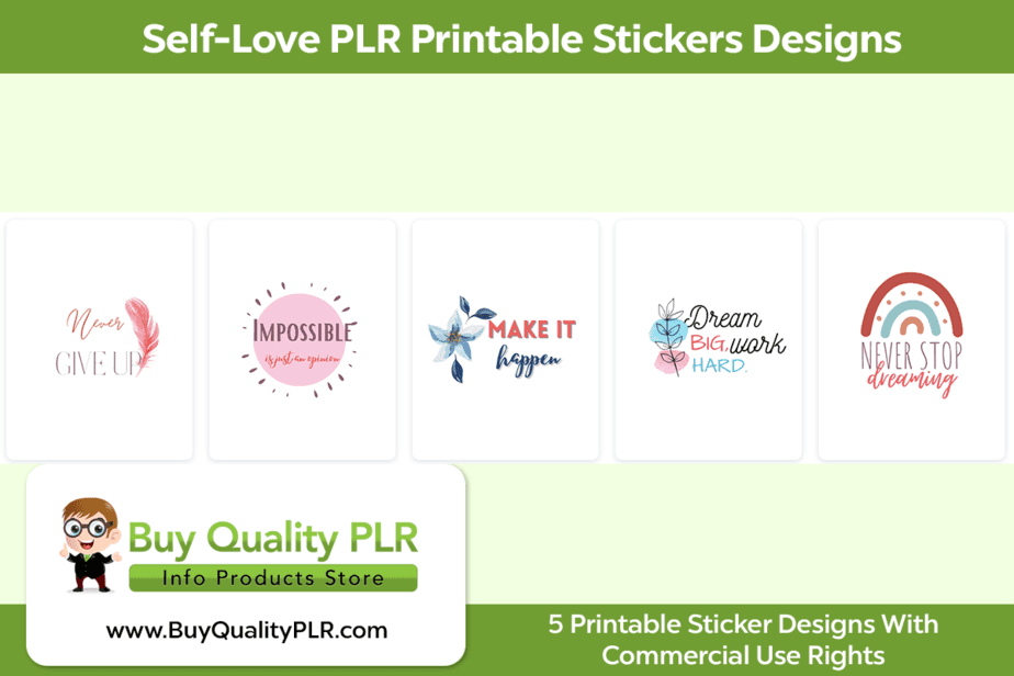 Self Love PLR Printable Stickers Designs